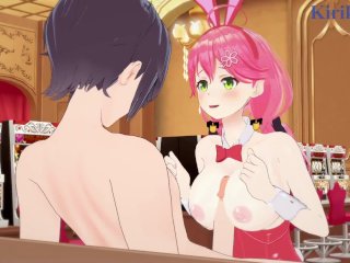Sakura Miko (Bunny Girl) and I have intense sex in the casino. - Hololive VTuber Hentai